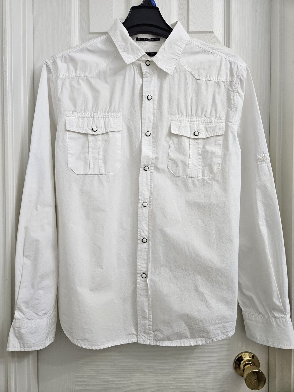 TwentyOne Men/ 21Men Classic White Button Up Long-Sleeve Shirt, L